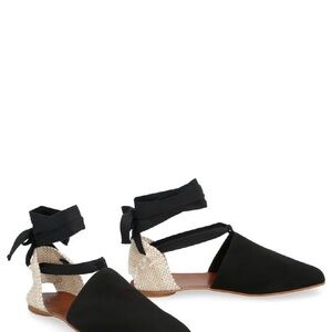 Brand new Catañer Black and Cream Espadrilles with Ankle Wrap.